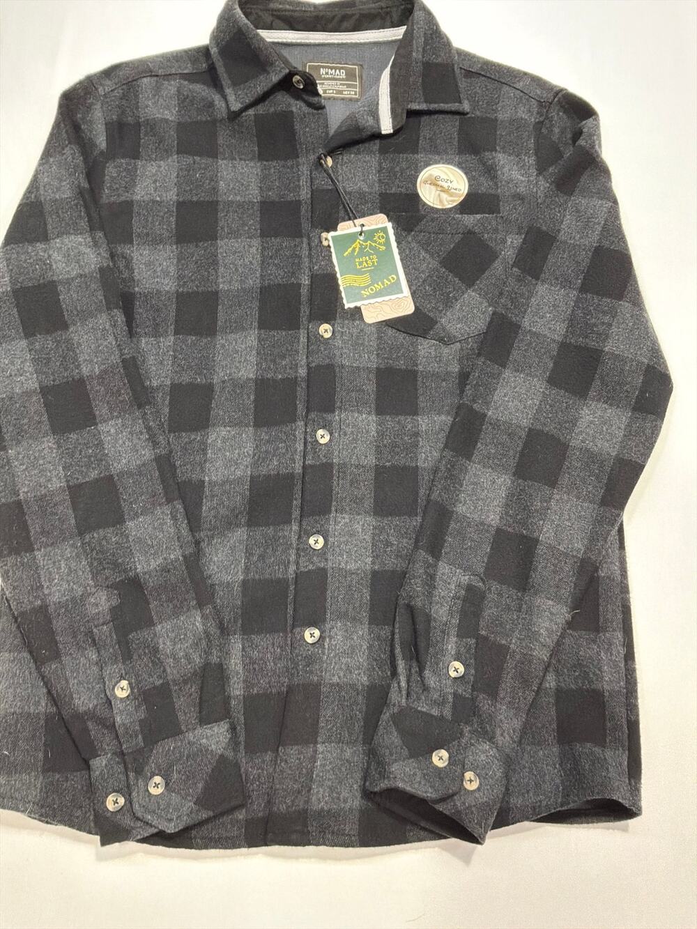 Nomad Buffalo Check Thermal Lined Flannel Shirt Black Gray
